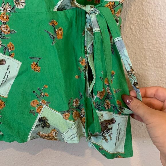 Meadow rue by Anthropologie green wrap bon voyage  blouse 14 - Picture 4 of 5